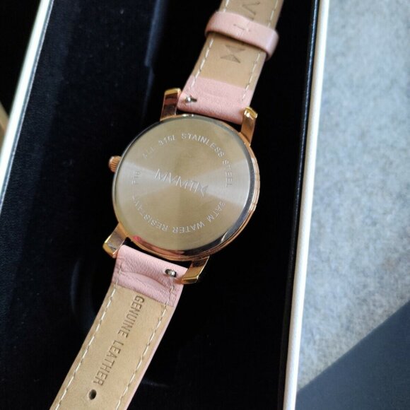 WOMEN'S MVMT 40MM ROSE GOLD WATCH STAINLESS STEEL WHITE DIAL CORAL LEATHER BAND - Picture 8 of 10